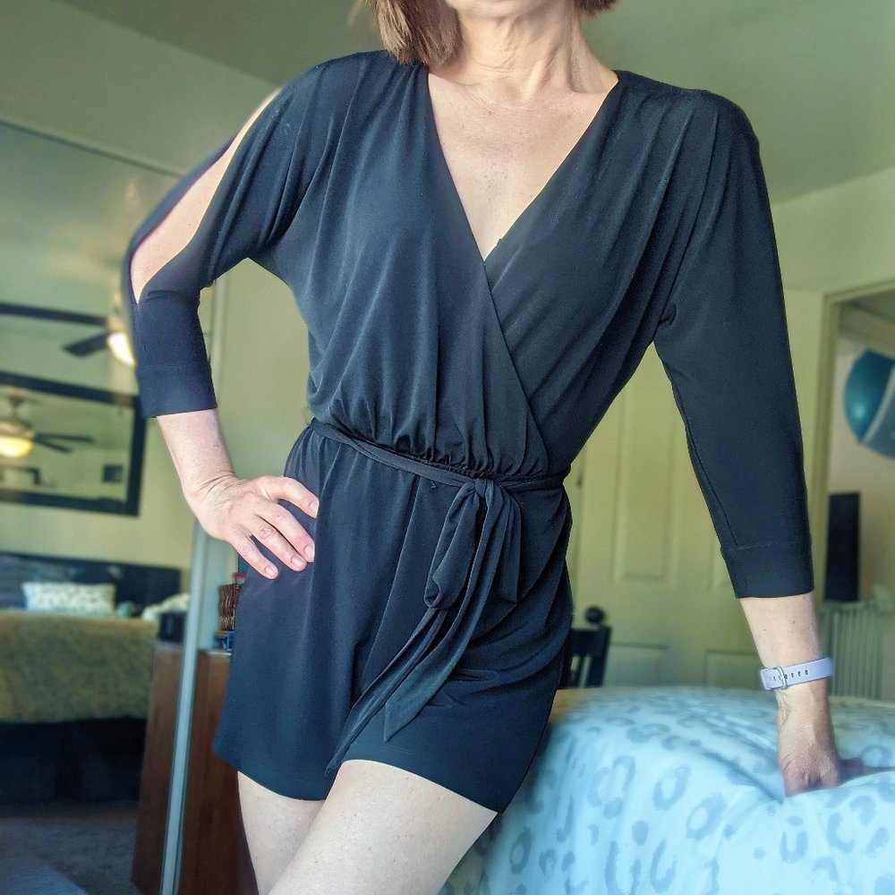 *Black Split Sleeve Romper by Calvin Klein- Size 6